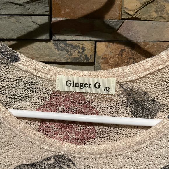 Ginger G Women's Cream Elephant Hamsa Mandala Feather Print Tunic Top - Picture 3 of 5